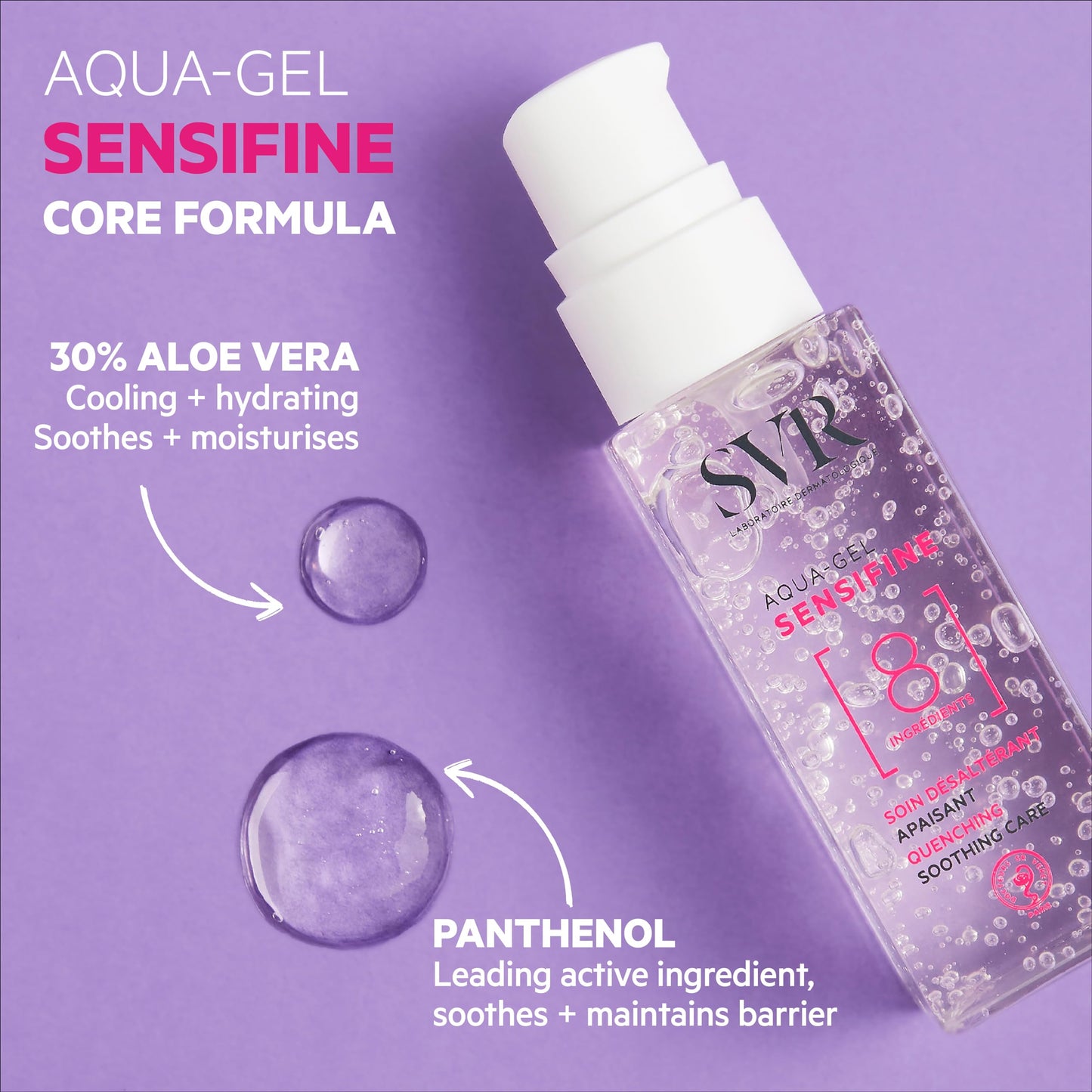 SVR - Sensifine Aqua Gel - Refreshing & Soothing Moisturizer with 30% Aloe Vera & Panthenol - For Combination, Oily, and Sensitive Skin Relief - Instant Cooling Effect - 1.3 fl.oz