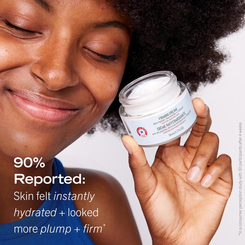 First Aid Beauty Firming Collagen Cream with Collagen, Peptides and Niacinamide – Day + Night Anti-Aging Face Moisturizer – 1.7 fl oz