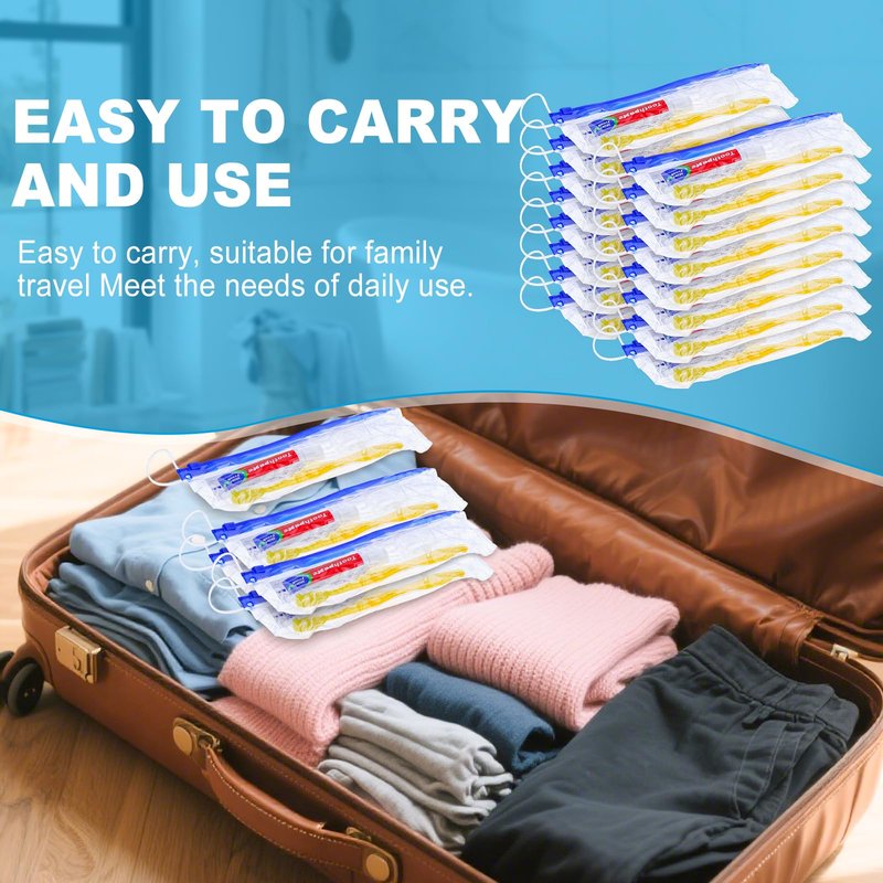Xuezoioy 30 pcs Disposable Toothbrushes with Toothpaste and Floss Set,Yellow Individually Wrapped Bulk Single Use Toothbrush Floss Cover Travel Toothbrushes Kit with Zip Bag for Homeless,Hotel,Guest