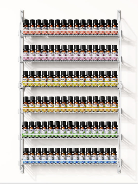 GIGIFTREE Nail Polish Organizer Wall Mounted, 6 Tier Metal Storage Rack Holds 90 Bottles, Multifunctional Organizer for Essential Oils Paint Perfume, White