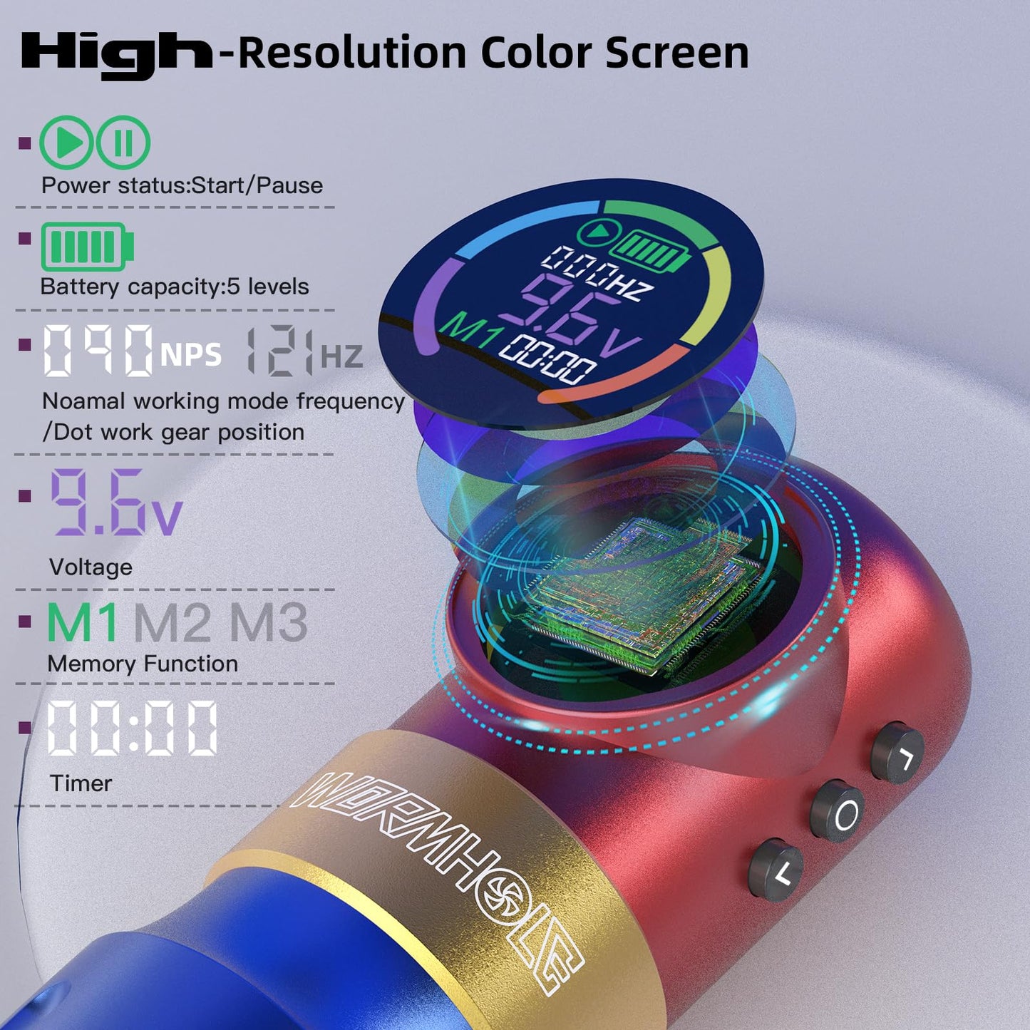 Tattoo Gun Kit, Wormhole Tattoo Kit Wireless Tattoo Machine Kit with 1,500 mAh Capacity Wireless Power Supply Digital LED Display Tattoo Pen Kit WTK257