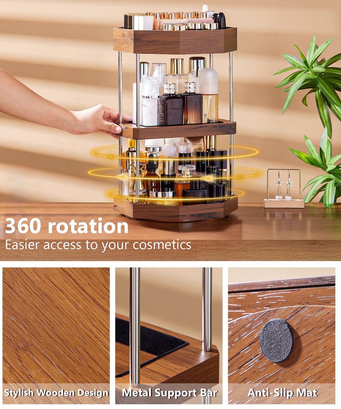 Homde Makeup Organizer 360 Degree Rotating Cosmetic Storage Display Perfume Organizer Cologne Organizer
