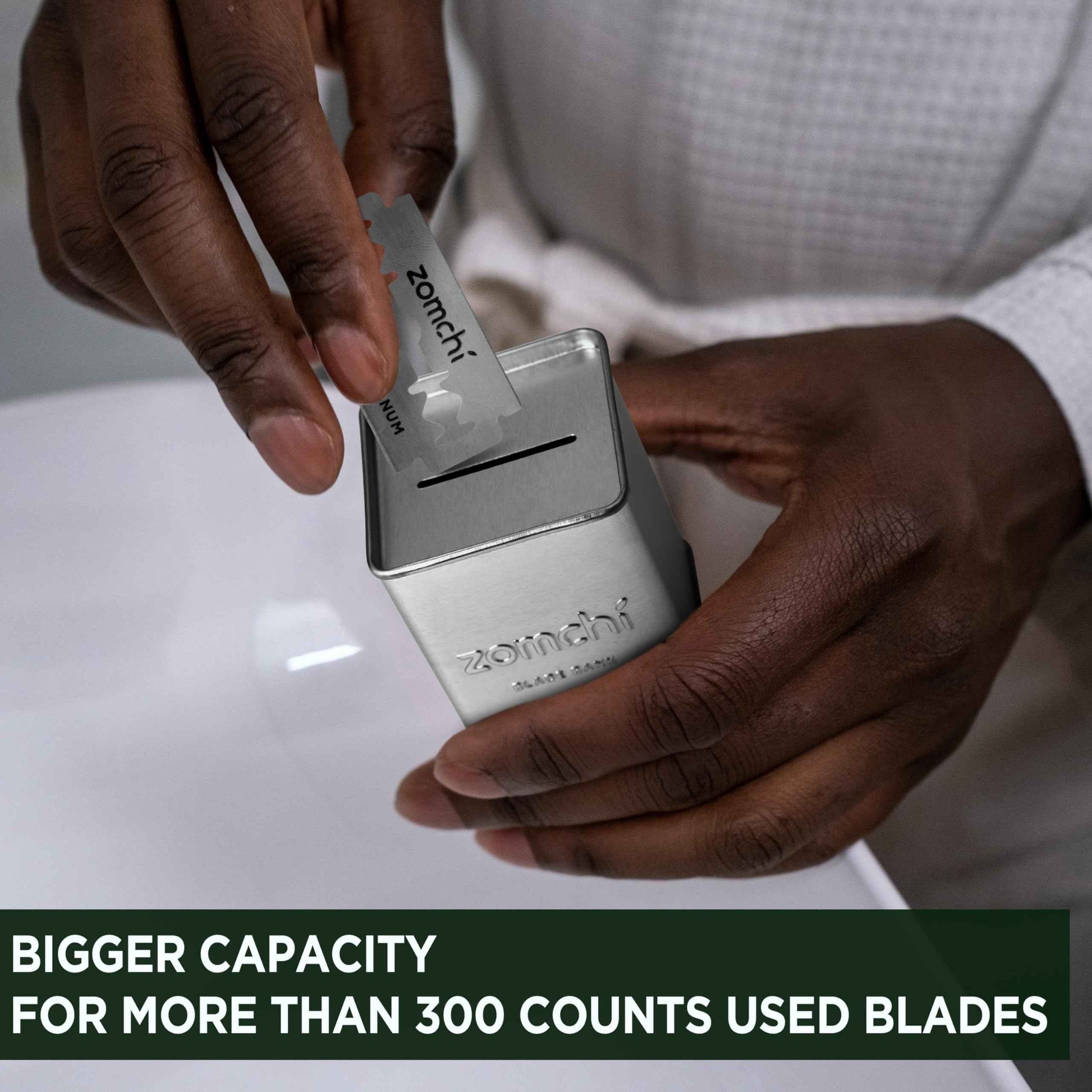 Blue Dermaplaning Razor with Silver Blade Disposal Box