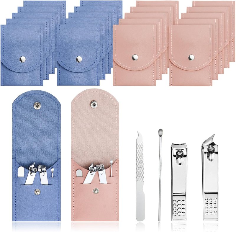 Stainless Steel Nail Clipper Set - 4 in 1 Travel Manicure Kit with Case | 30 Sets, Individually Wrapped for Charities