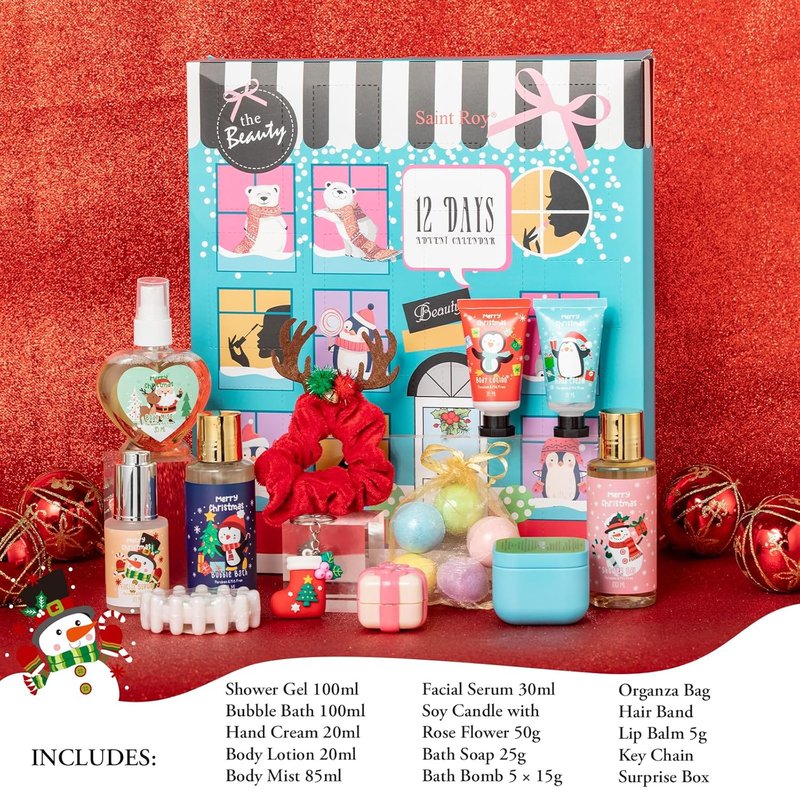 16-Piece Advent Calendar 2025 | Luxury Christmas Gift Box for Women, Mom & Sister - Bath and Body Gift Set