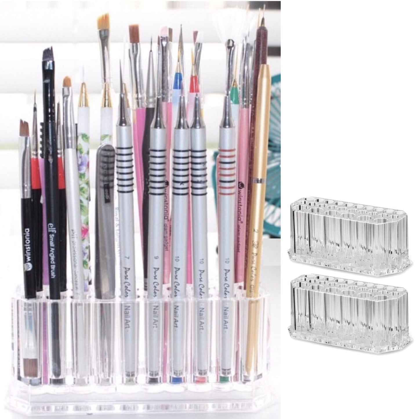 BY ALEGORY Acrylic Nail Art Tool Organizer Storage for Storing Pro Beauty Finger Nailcare Art Kit Tools Makeup Display Case Refillable Container Holder Organization (2)