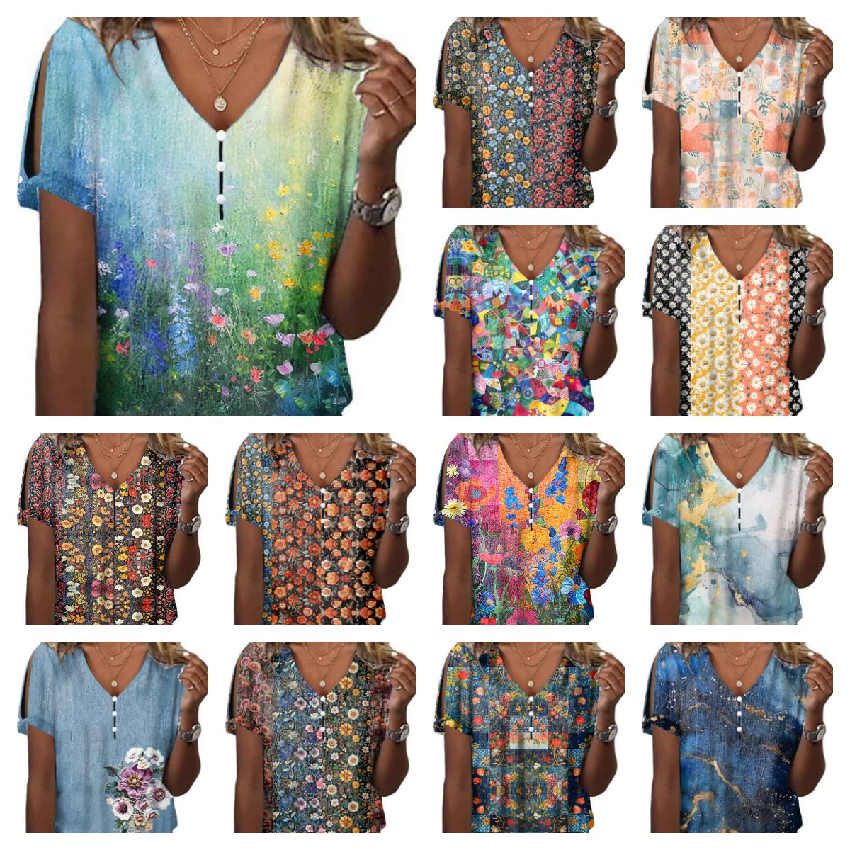 Dressy Tops for Women Lavender Print Tight Elegant Flutter Sleeve Tiered Oil Painting Stretchy Flounce Outfits for Prom Summer Hawaiian Casual Regular Fit Clothes,5XL
