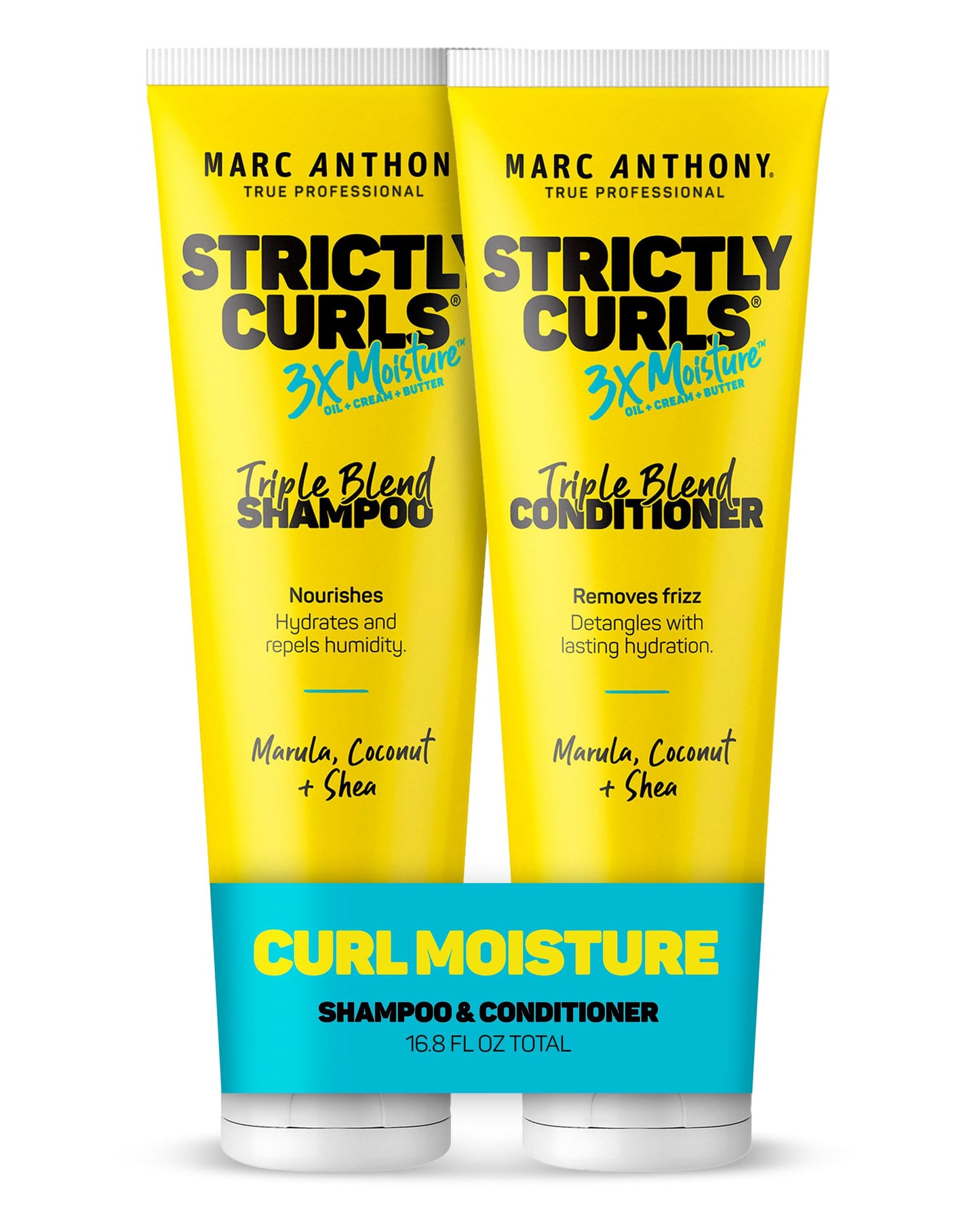 Marc Anthony Shampoo & Conditioner Set for Curly Hair, Strictly Curls - Deep Moisturizing & Hydrating Shampoo & Conditioner for Curl Definition, Added Shine - Hair Products Reduces Frizz
