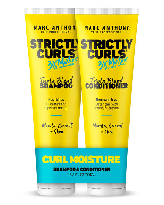 Marc Anthony Shampoo & Conditioner Set for Curly Hair, Strictly Curls - Deep Moisturizing & Hydrating Shampoo & Conditioner for Curl Definition, Added Shine - Hair Products Reduces Frizz
