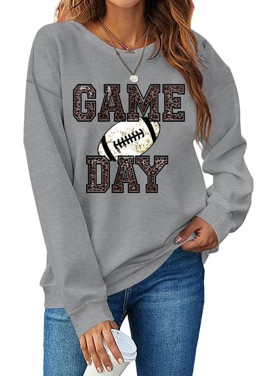 HQP Game Day Sweatshirt Women Football Graphic Long Sleeve Shirt Football Season Pullover Tops