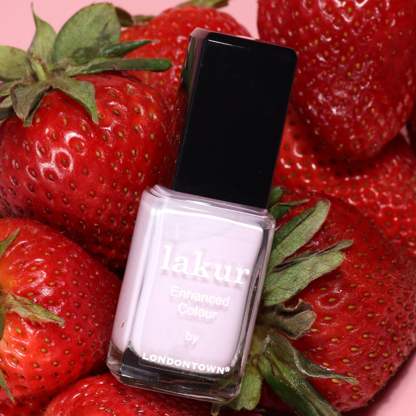 LONDONTOWN Lakur Nail Polish – Pink & Purple Shades, Strawberry Milk, 0.4 Fl Oz, Long-Lasting, Streak-Free, Chip-Resistant | 21+ Free Non-Toxic Vegan Nail Color, Strengthens & Hydrates Nails