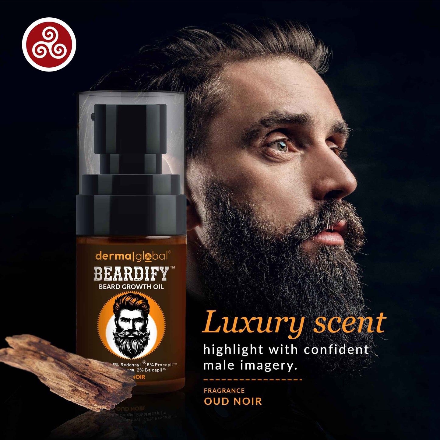 Derma Global Beardify™ Beard Growth Oil – Advanced Beard Thickening & Fast Growth Formula with 25% Clinically Proven Active Ingredients with 5% Redensyl | 5% Procapil | 3% Capilia Longa | 2% Baicapil