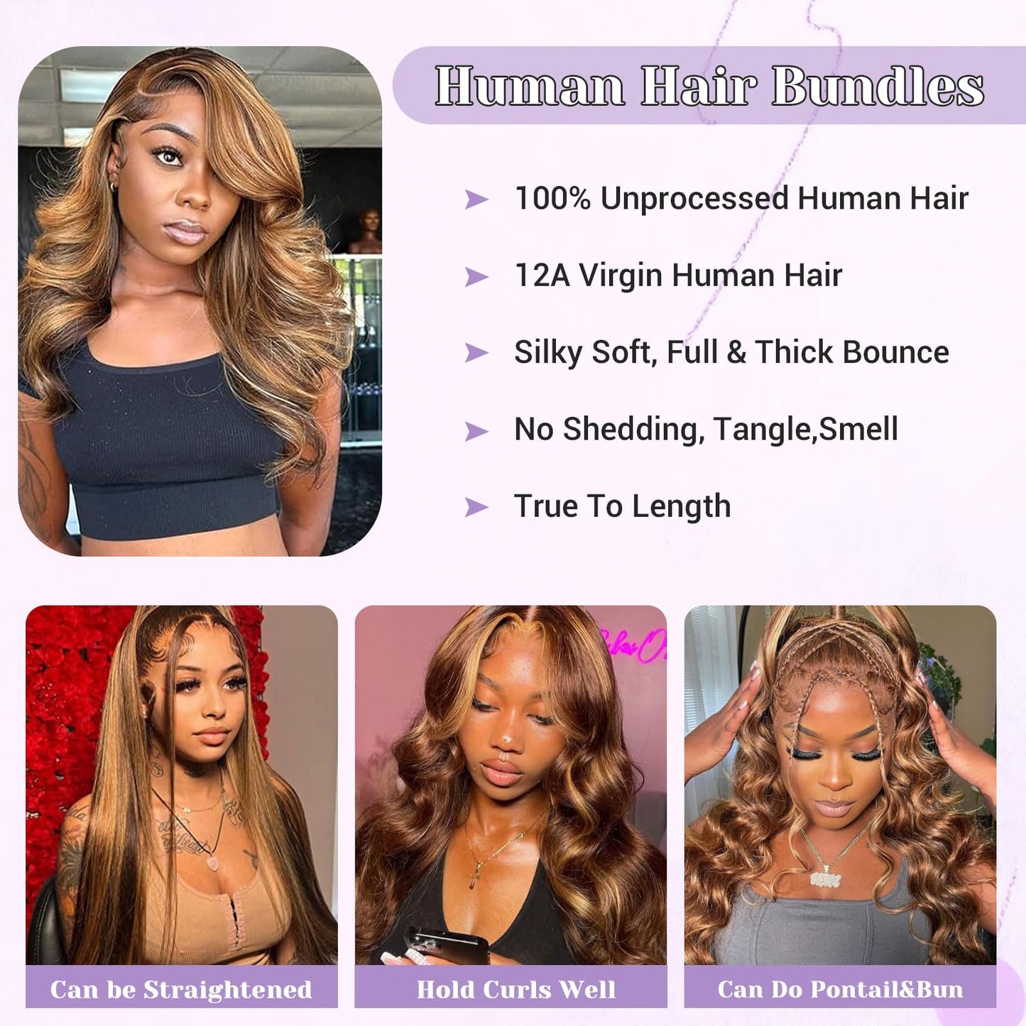 DSEKCAIN Highlight P4/27 5x5 Body Wave Lace Closure 100% Real Human Hair 12 Inch Transparent hd 5x5 Lace Closure Body Wave Chocolate Brown and Honey Blonde Piano Color 150% Density