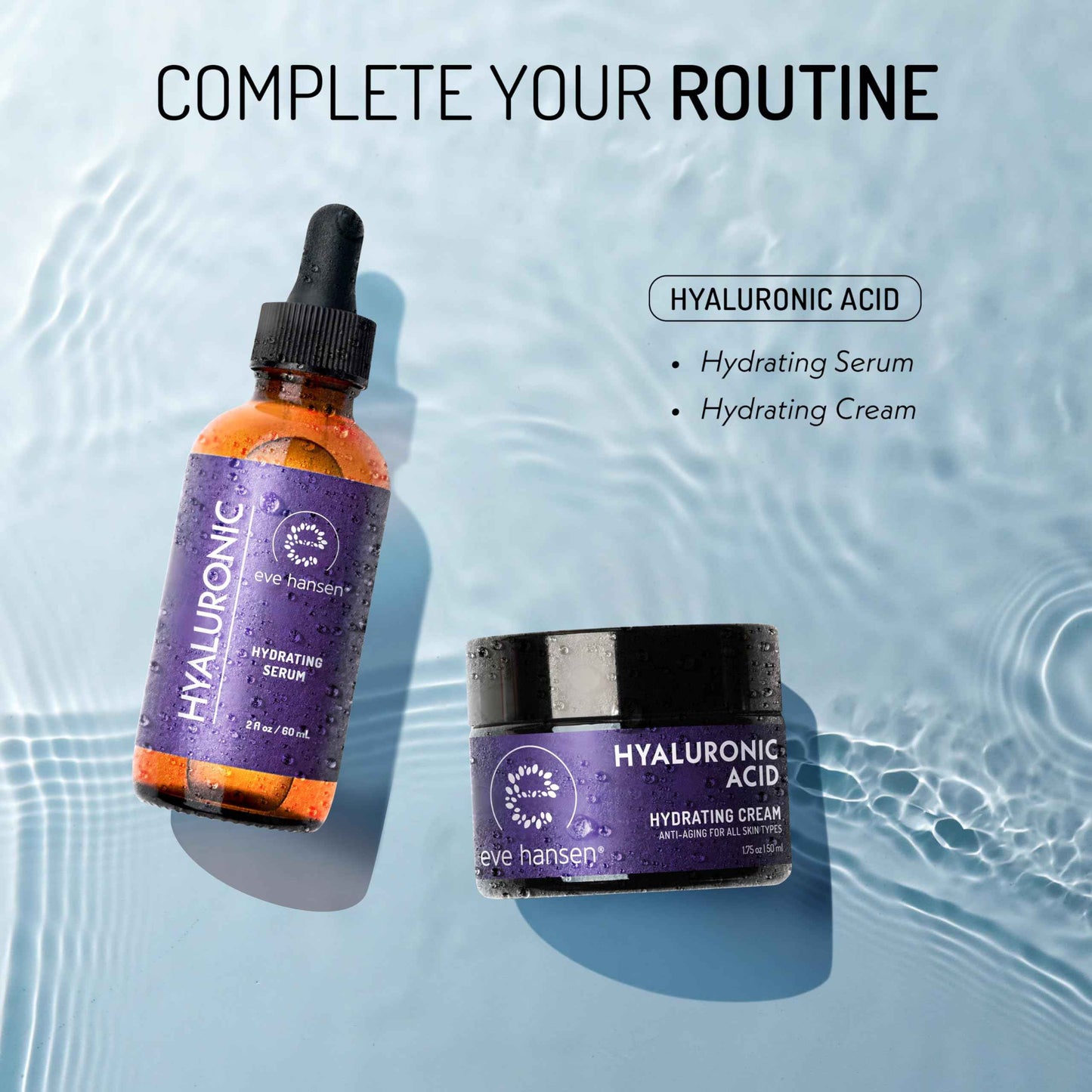 Eve Hansen Hydrating Hyaluronic Acid Serum for Face with Vitamin C, Vitamin E, Green Tea | 72% Organic Firming Facial Moisturizer, Anti-Wrinkle, Skin Plumper (1 oz)