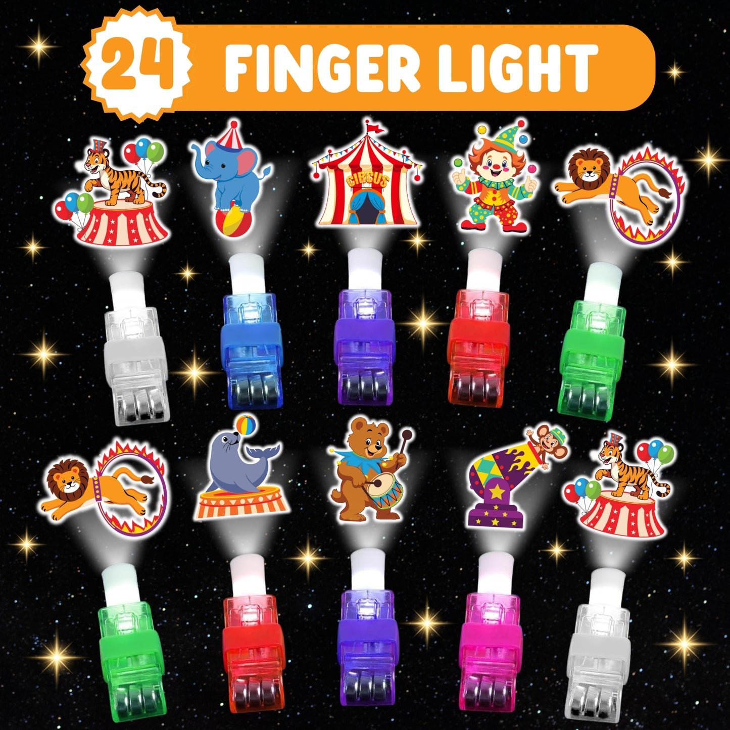 72 PCS Carnival Party Favors – 48 PCS Luminous Tattoos & 24 PCS LED Finger Lights Combo – Birthday Goodie Bag Fillers, Party Supplies, Gifts Light Up Toys Glow In The Dark for Boys and Girls