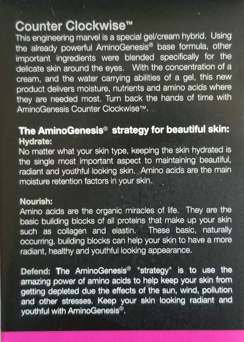 AminoGenesis Counter Clockwise 5 oz Dark Circle and Wrinkle Eye Cream, Day and Night Firming Eye Treatment, Eye Contour For Sensitive, Puffy Eyes and Eye Bags