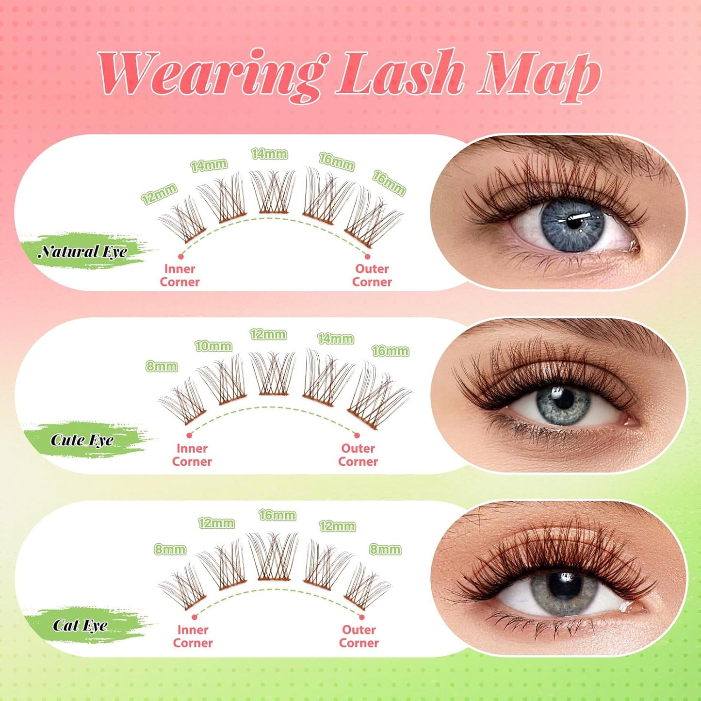 Venus Brown Lash Clusters Kit - C Curl 120 Pcs Eyelash Extensions | Wispy Natural Look, Waterproof DIY Set