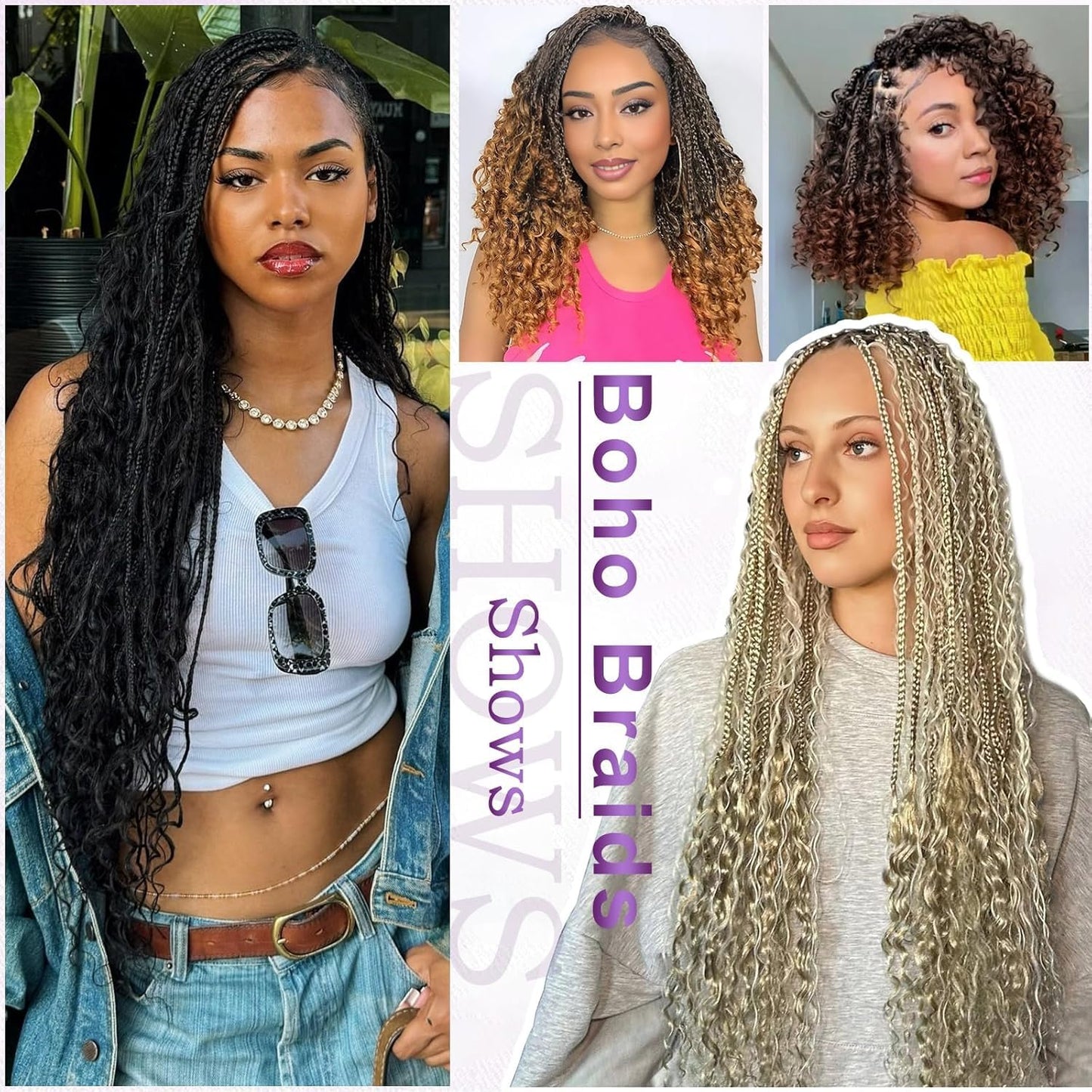 Boho Crochet Braids - 18 Inch Pre-Looped Goddess Box Braids | Curly Ends for Black Women