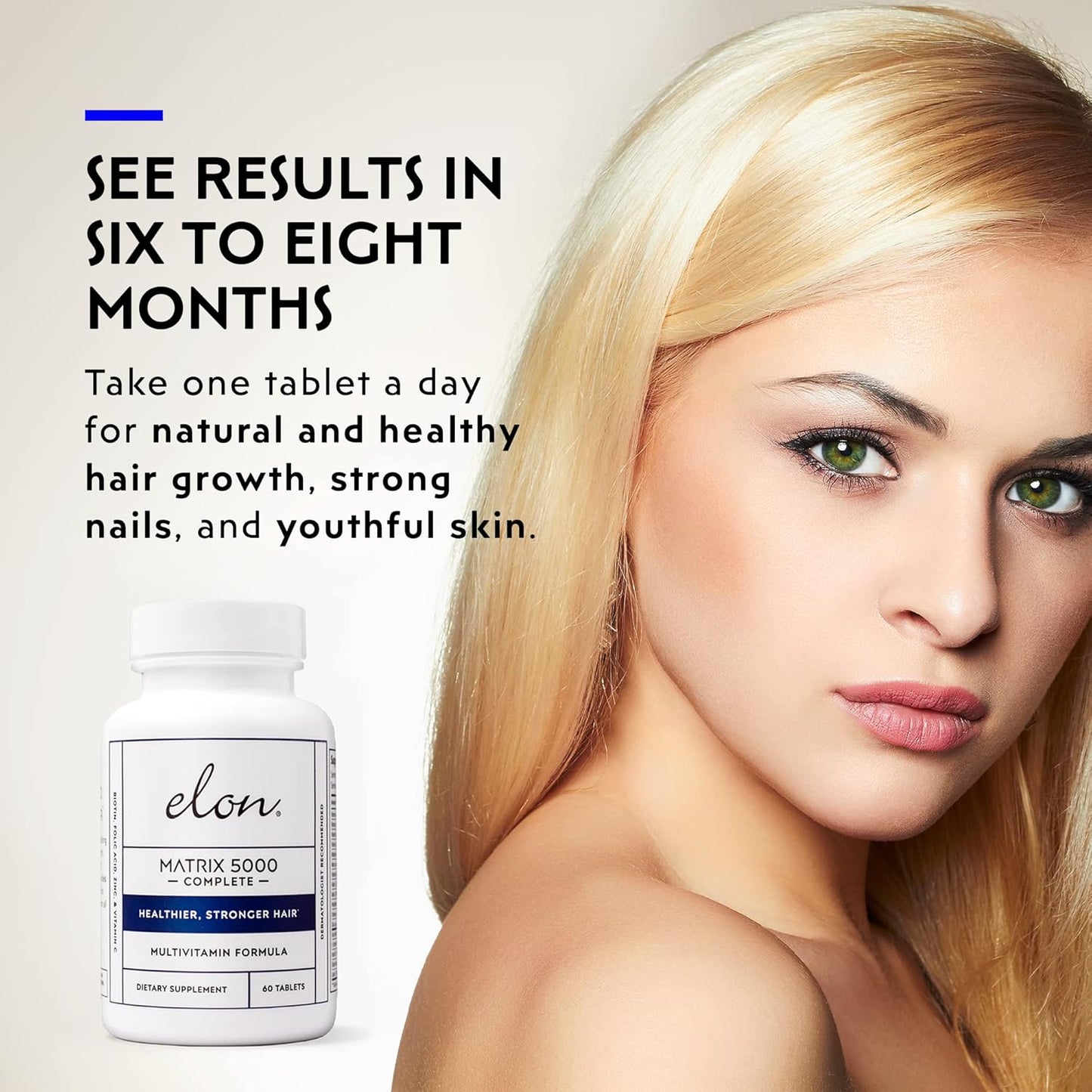 Elon Matrix 5000 Multivitamin - Biotin Supplement for Healthy Skin, Hair & Nails | 60-Day Supply