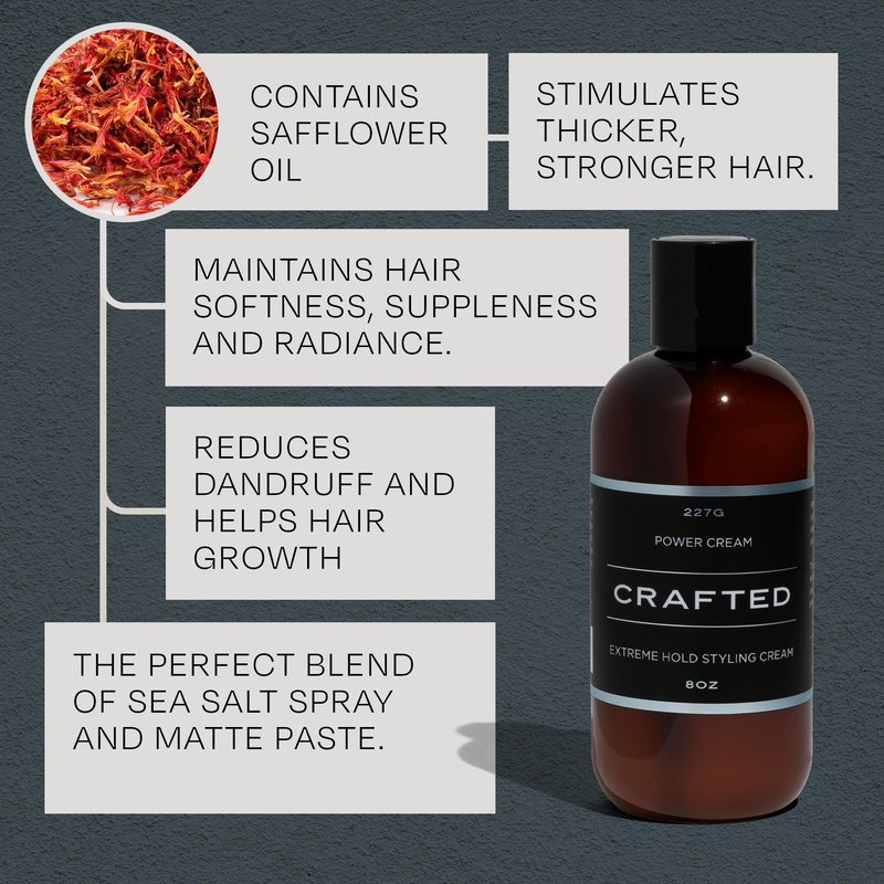 THESALONGUY Power Cream - Extreme Hold Styling Cream with Low Shine - Lightweight Mens Hair Products for Styling, Shaping, Definition, Texture & Control -Crafted For Wavy, Curly, Straight Hair (8 oz)