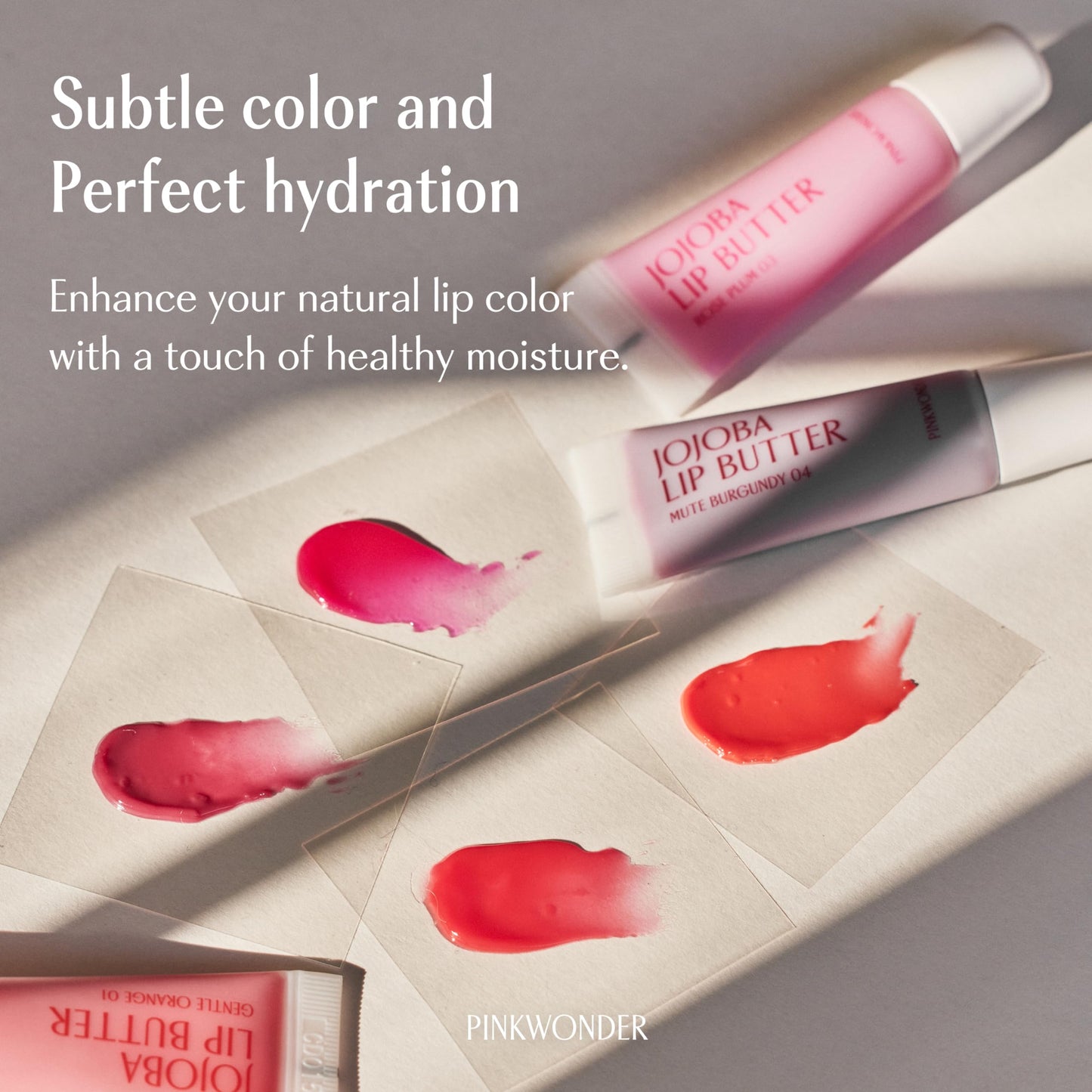 PINKWONDER Jojoba Lip Butter (01 Gentle Orange) | Hydrating Lip Balm with Organic Jojoba Oil | Non-Sticky Lip Gloss for Dark Lips | Korean Lip Balm