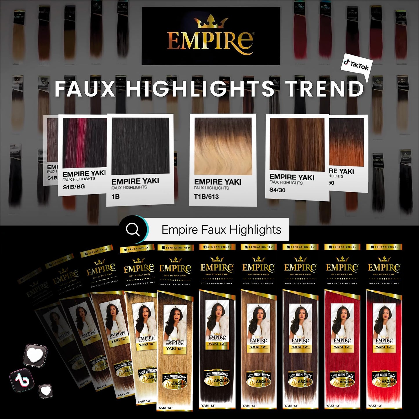 Sensationnel Empire yaki human hair - Tangle Free Weaving for Quick Weave and Sew in Styles for Faux Highlights and Fauxmiddlepart Leave Out - 1 Pack (14 inch, S1B/30)