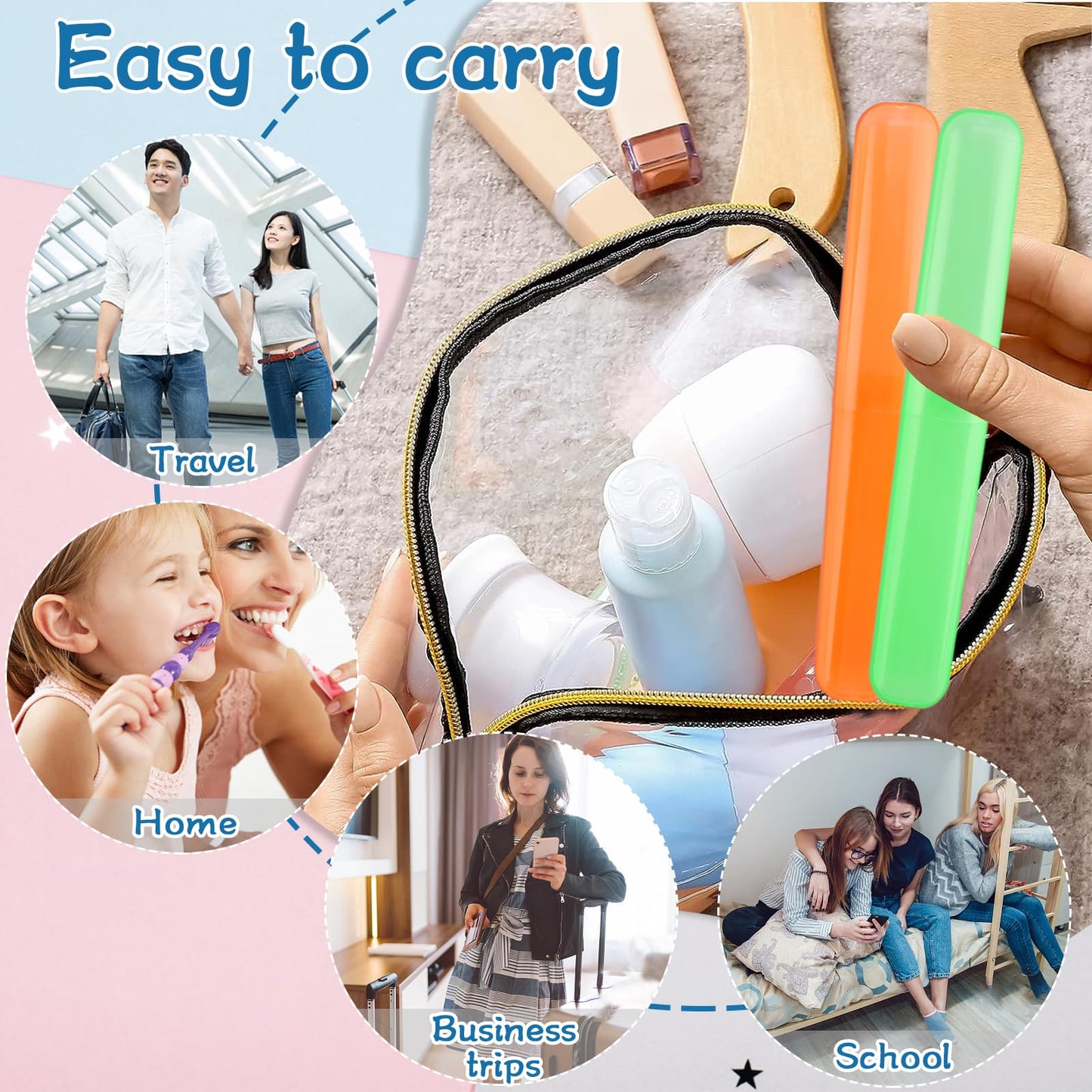 NICEMOVIC 120Pcs Travel Toothbrush Case Holder, Portable Dust Proof Breathable, Classroom Pencil Case Holder, Bulk Toothbrush Holder for Bathroom Indoor Outdoor Travel Trip Camping Back to School