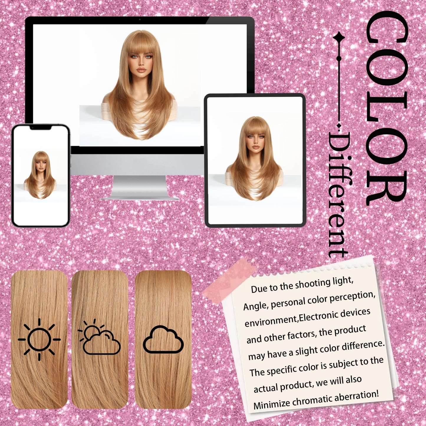 Lisook Strawberry Blonde Wig with Bangs Long Straight Wigs for White Women Layered Wig Synthetic Natural Hair Wigs for Women Hair Replacement Wig Realistic for Cosplay Holiday Daily Party Use 24 Inch