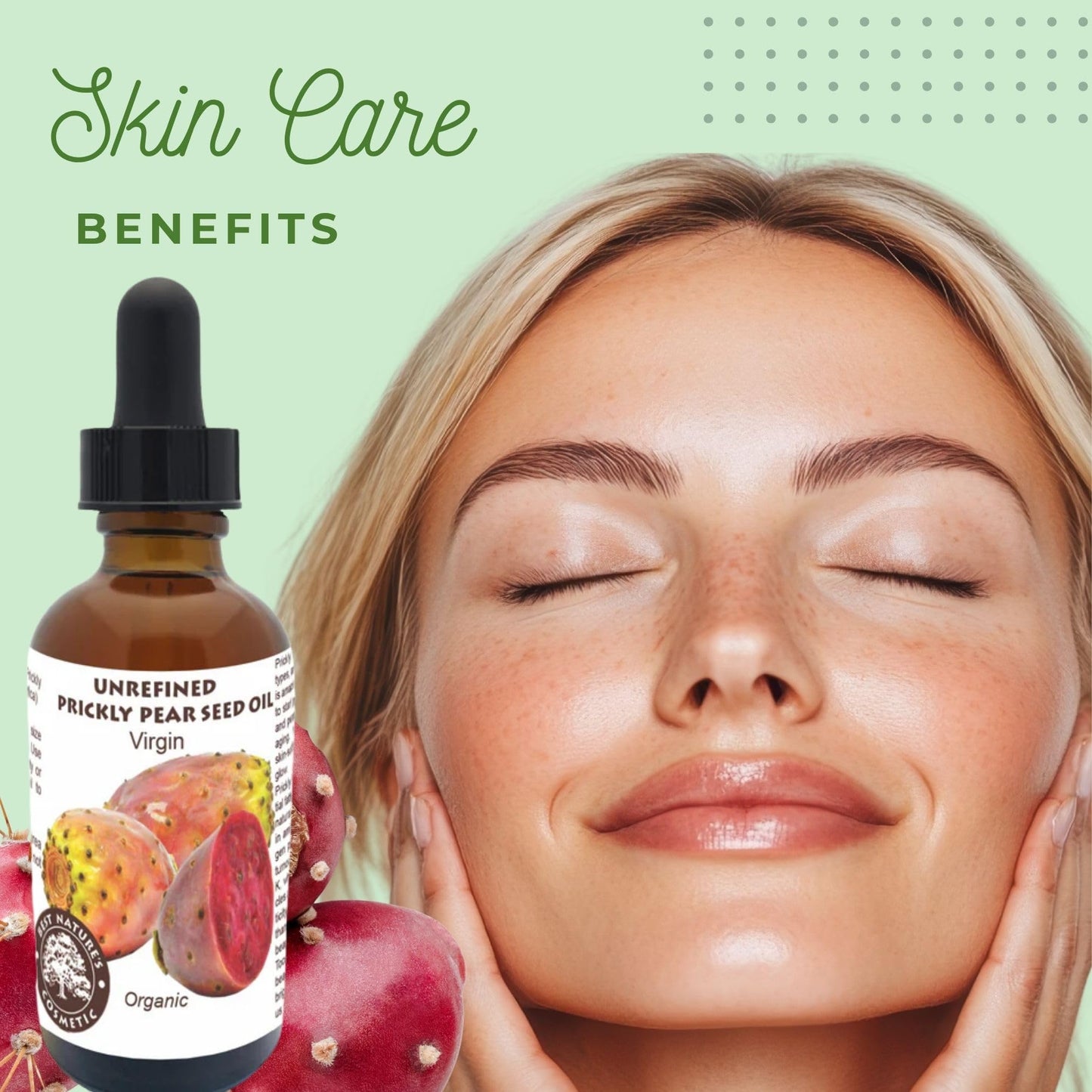Prickly Pear Seed Oil Organic - Virgin (Cold Pressed, Unrefined) for hydrated skin, glowing mature skin. Nature’s Desert Secret for Radiant Skin and Hair 1 oz (30ml)
