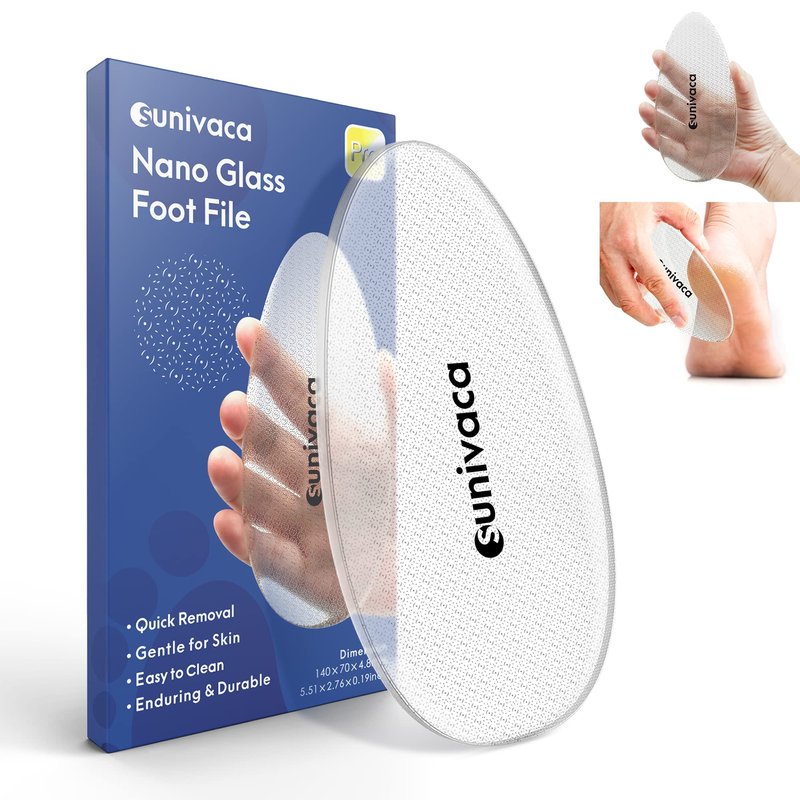 Sunivaca Glass Foot File Callus Remover for Feet, Heel Scraper, Pumice Stone, Diabetic Feet Scrubber Dead Skin Remover for Feet Professional Pedicure Tools