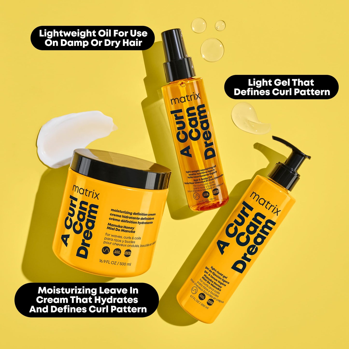 Matrix A Curl Can Dream Light-Weight Hair and Scalp Oil For Curly & Coily Hair - Controls Frizz, With Manuka Honey Extract, Silicone-Free, 4.4 Fl Oz