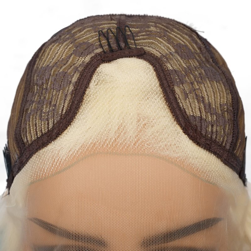 Amnenl Short Blonde 1920s Lace Front Wig Curly Bob Synthetic Hair Natural Hairline Platinum Blonde 40s 50s Wigs for Women