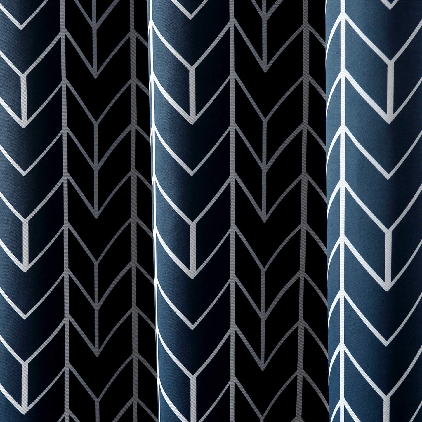 Sun Zero Kenwood Chevron Blackout Grommet Curtain Panel, 40" x 95", Navy Blue