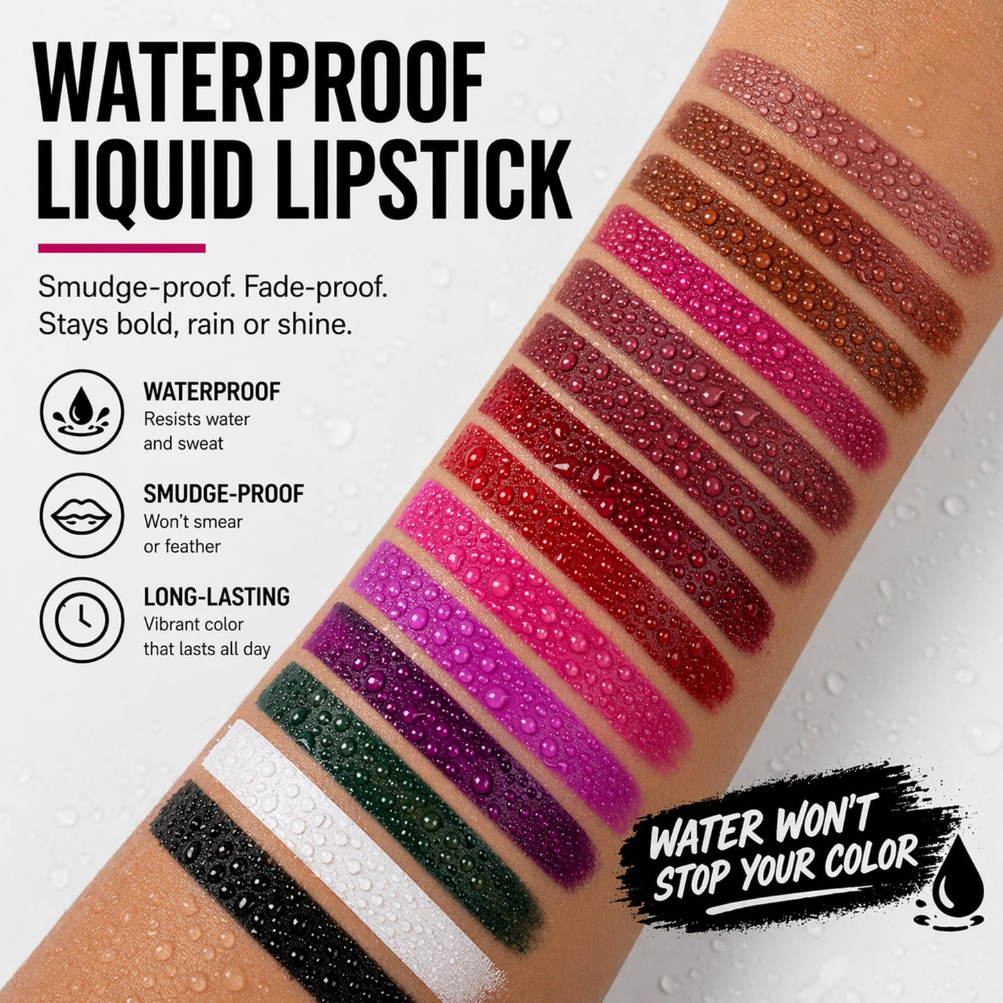 ilembane Matte Superstay Dark Black Liquid Lipstick, Pure Black, High Impact Color, Up to 16H Wear, Transfer-Proof Smudge Proof & Waterproof for Goth, Cosplay, Halloween, 0.17 Fl Oz (Mystical Moment)