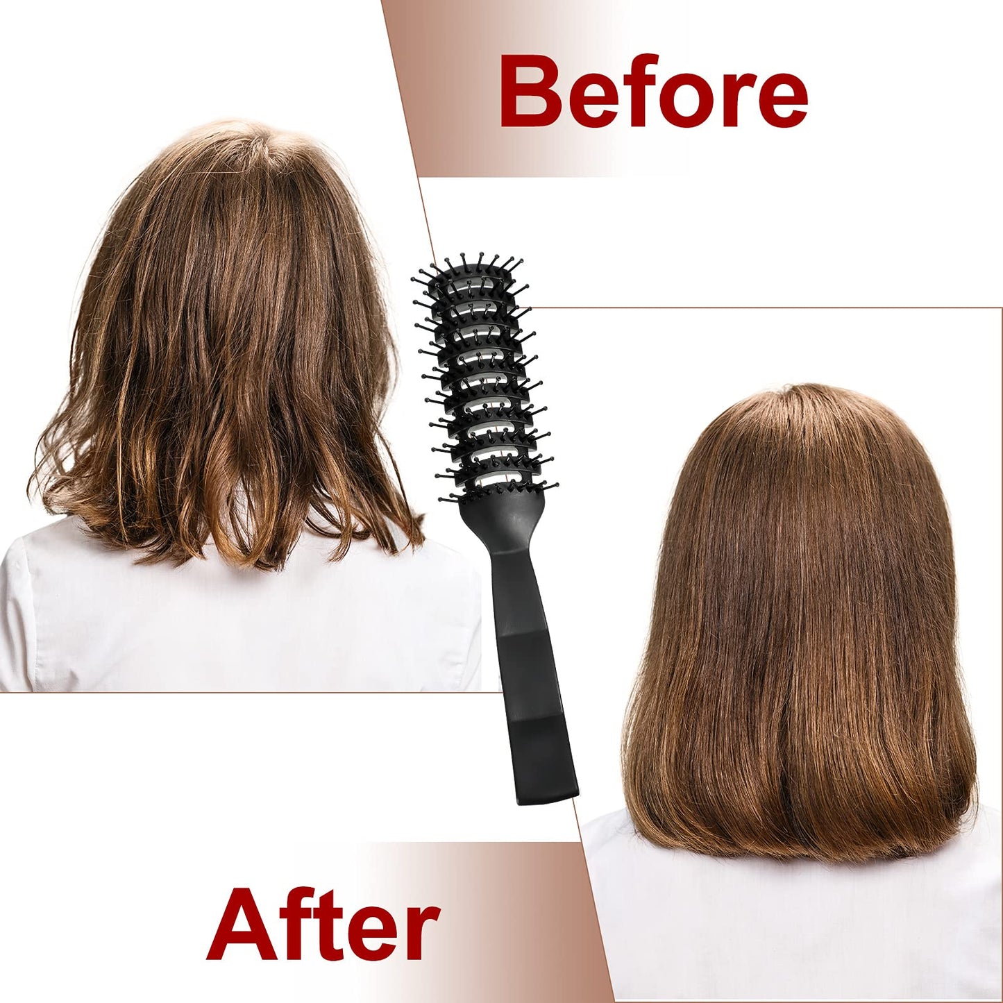 Patelai 3 Pieces Vent Hair Brush for Men Women Black Plastic Styling Hair Brush Anti Static Bristles for Wet Short Curly Straight Hairs Blow, Drying Quickly, Speed Blow Pain-free Detangling Brushes
