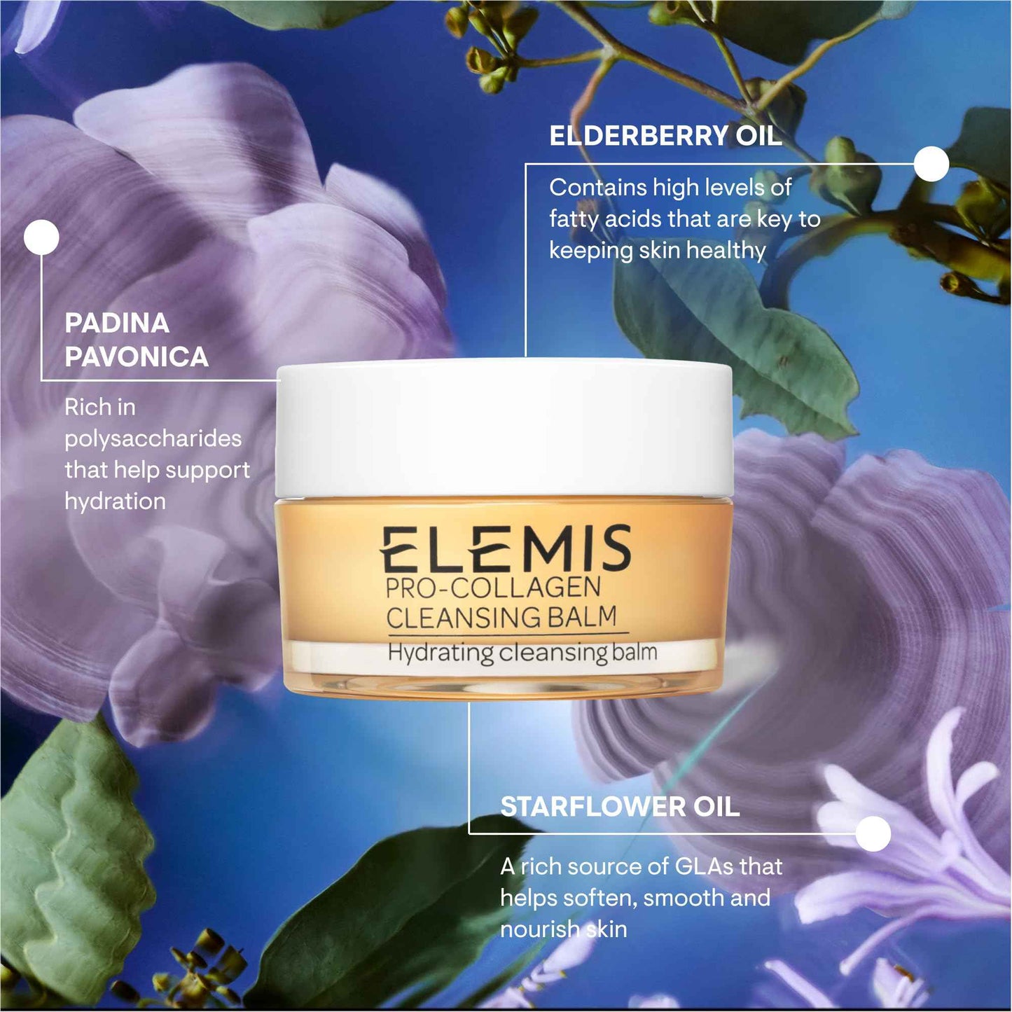 ELEMIS Pro-Collagen Travel Size Cleansing Balm - 3-in-1 Daily Face Cleanser - Melts Away Waterproof Makeup and Sunscreen - Lavender and Chamomile Oil - 20g