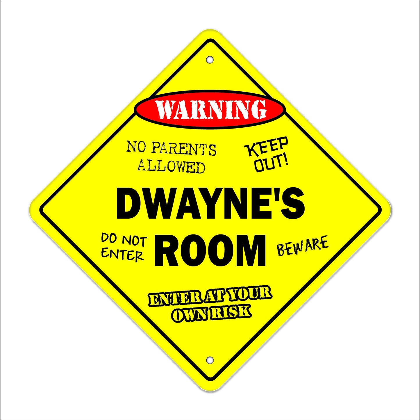 Dwayne's Room Sign Crossing Zone Xing | Indoor/Outdoor | 12" Tall Kids Bedroom Decor Door Children's Name boy Girl