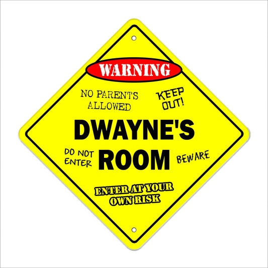Dwayne's Room Sign Crossing Zone Xing | Indoor/Outdoor | 12" Tall Kids Bedroom Decor Door Children's Name boy Girl