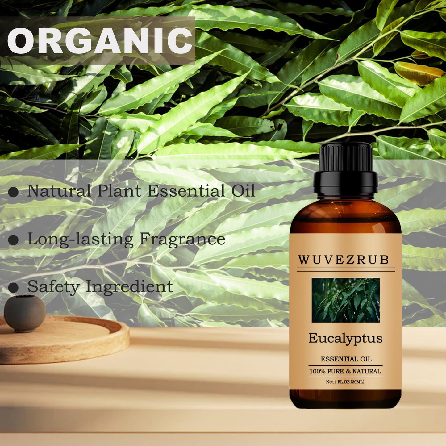 Wuvezrub Eucalyptus Essential Oil, 30ML 100% Pure and Natural, for Aromatherapy Diffuser, Skin Care, Cold Relief