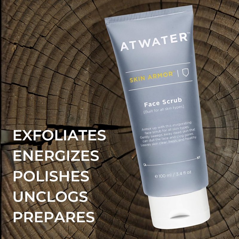 ATWATER Exfoliating Face Scrub for Men | Jojoba Beads & Salicylic Acid, Non-Abrasive Cleanser - 3.4 oz