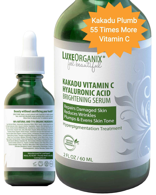 Vitamin C Serum For Face With Hyaluronic Acid: Brightening Treatment & Dark Spot Remover For Face Reduces Blemishes & Wrinkles (2oz)