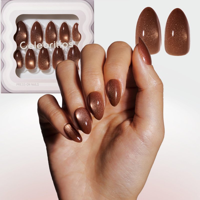 Celebritips Nail Art Press-Ons | Small Delite, Short Squoval Nails, Reusable | 16 sizes - 32 Nails Kit with Super-hold Nail Glue and Sticky Tabs