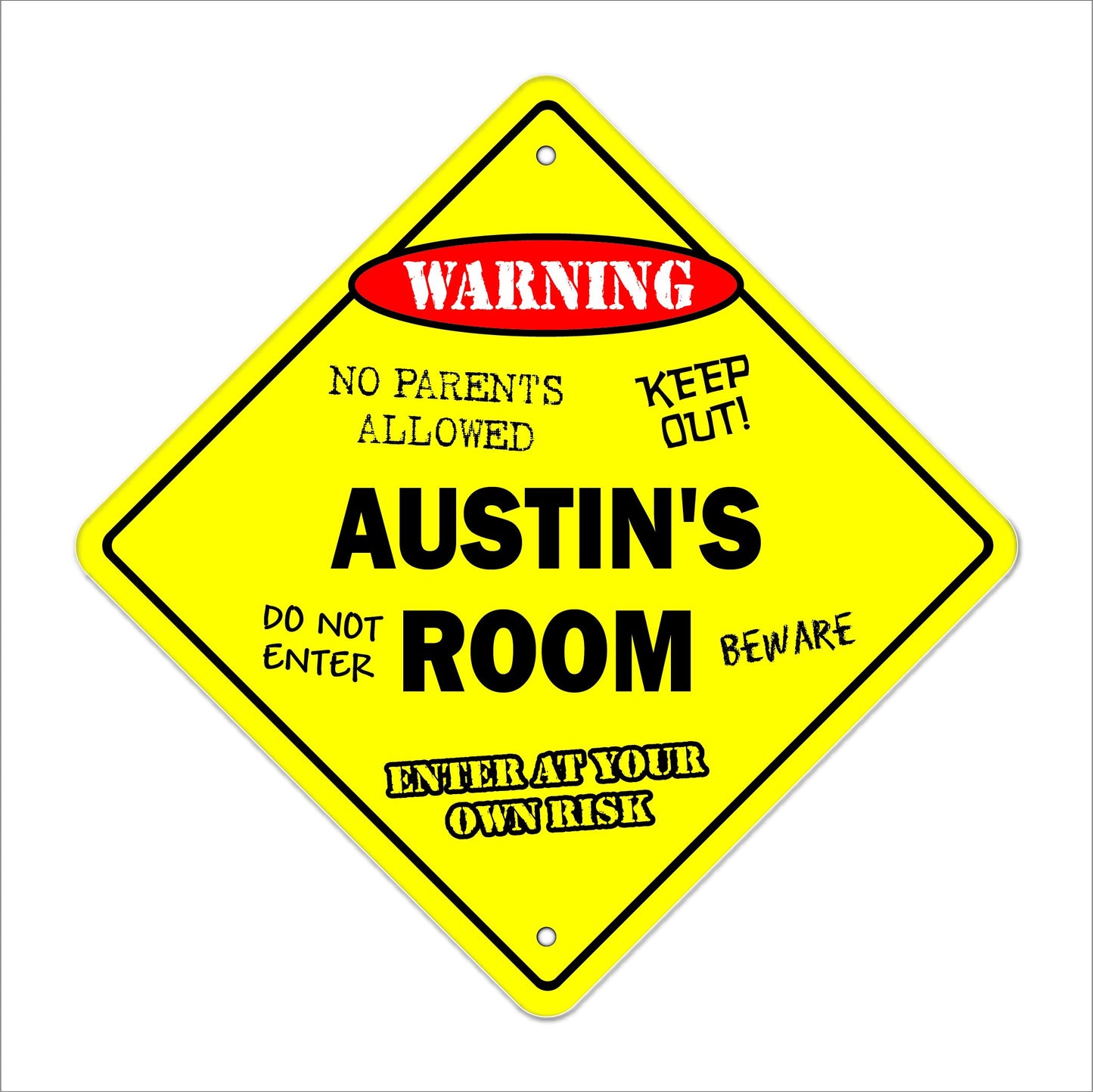 Austin's Room Sign Crossing Zone Xing | Indoor/Outdoor | 12" Tall Kids Bedroom Decor Door Children's Name boy Girl