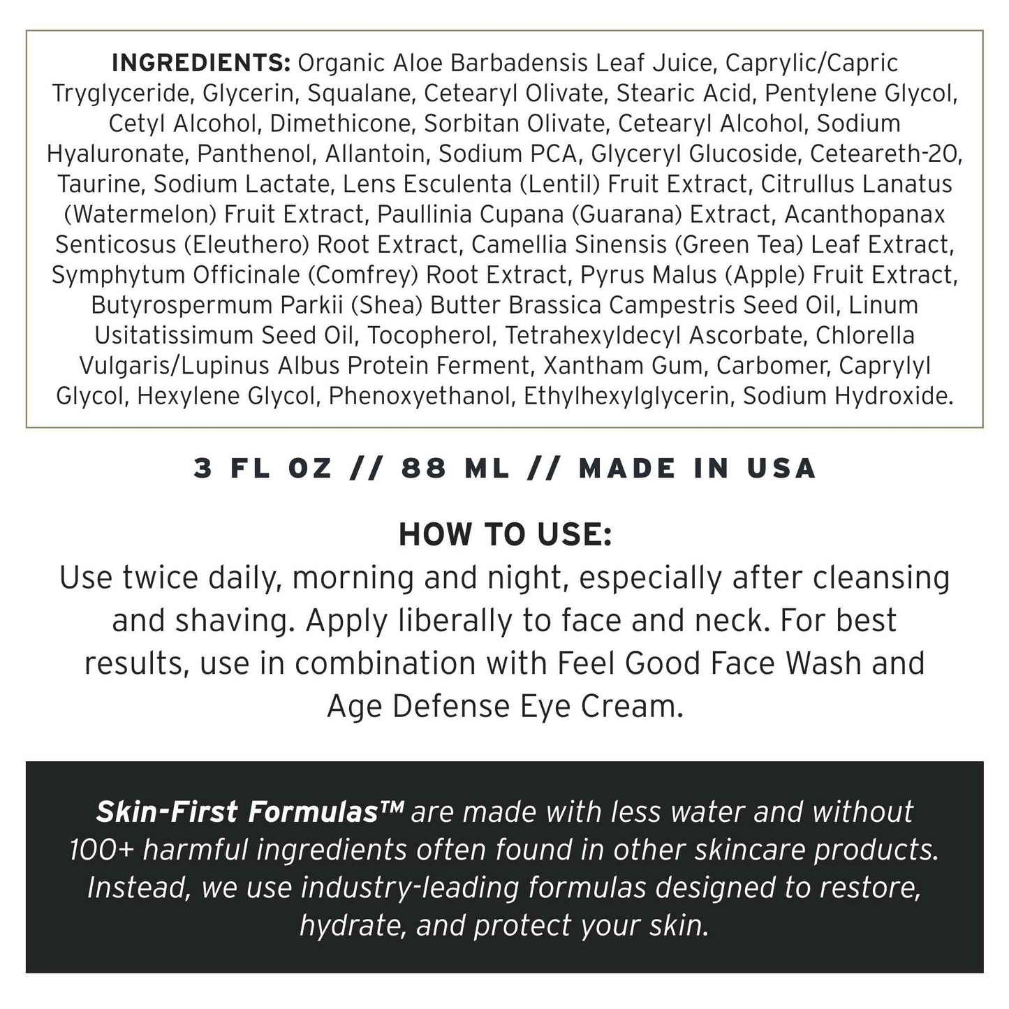 Supply Men’s Facial Moisturizer – Lightweight, Plant-Based Daily Face Cream with Aloe Vera, Green Tea & Shea Butter – Anti-Aging, Oil-Free Hydration for Wrinkles, Fine Lines & Firmness- 3.4oz