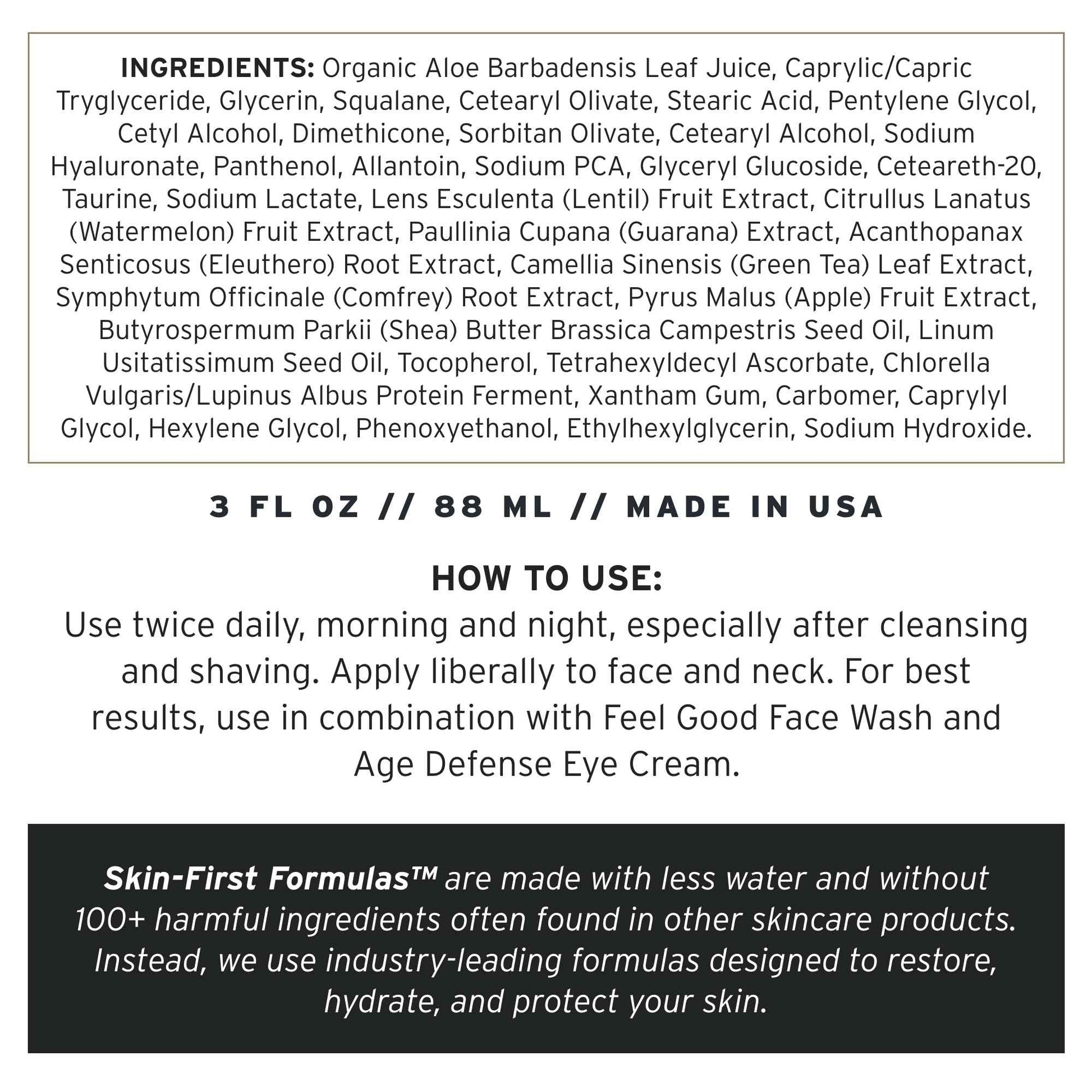 Supply Men’s Facial Moisturizer – Lightweight, Plant-Based Daily Face Cream with Aloe Vera, Green Tea & Shea Butter – Anti-Aging, Oil-Free Hydration for Wrinkles, Fine Lines & Firmness- 3.4oz