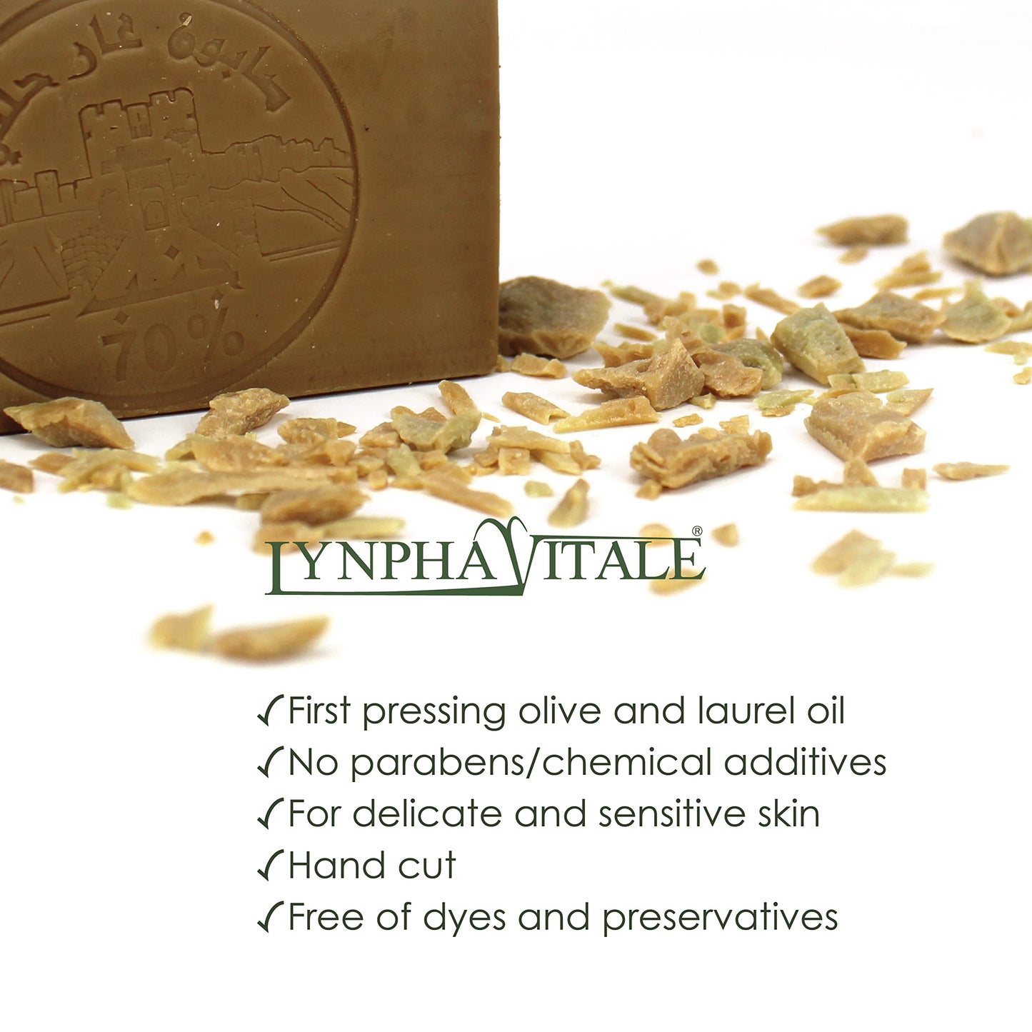 Aleppo Soap Bar with 70% Laurel Oil and Olive Oil – Handmade Traditional Soap – 4.41 oz (125 g)