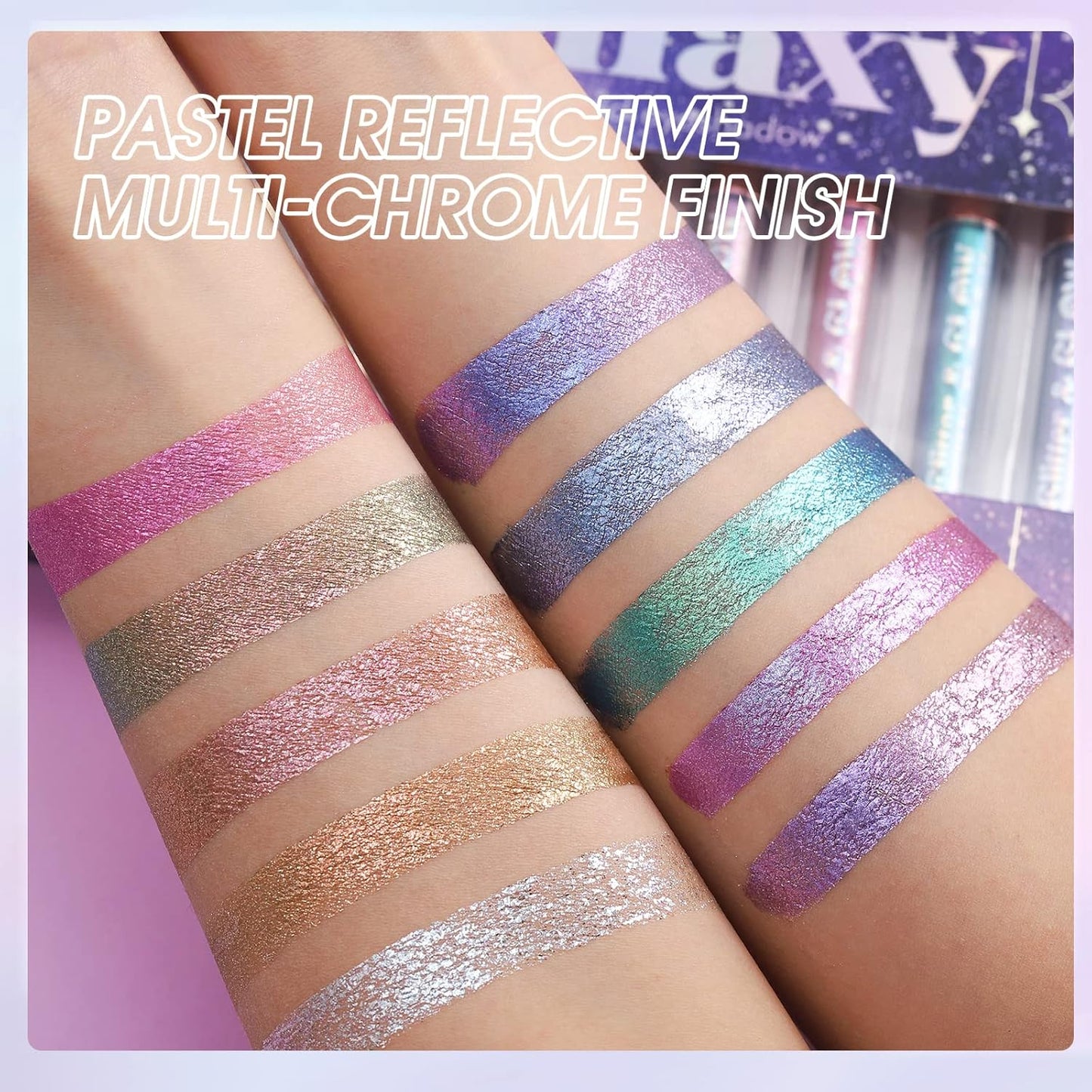 Liquid Glitter Eyeshadow Set - Multichrome Waterproof Shimmer | Long-Lasting Quick-Drying Makeup Kit (Magic Color)