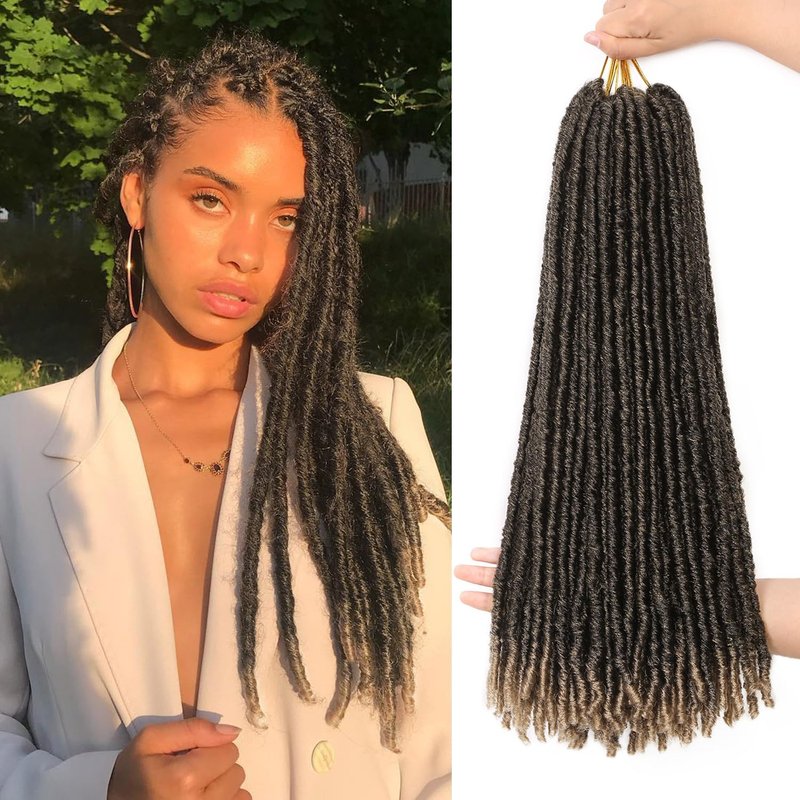 WIGNEE Faux Locs Crochet Hair 18 Inch Soft Locs Crochet Hair Pre Looped Crochet Locs for Black Women Dreadlock Crochet Hair Extensions(18 Inch,1B/30)