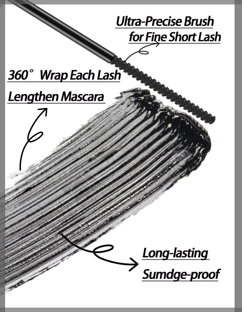 Black Mascara for Fine Short Lash & Older Women & Mulit-layered Lashes, Ultimate Length Volumizing Lower Bottom Lashes Mascara, Ultra-Precise Slim Adjustable Brush to Any Angle, Smudge-proof