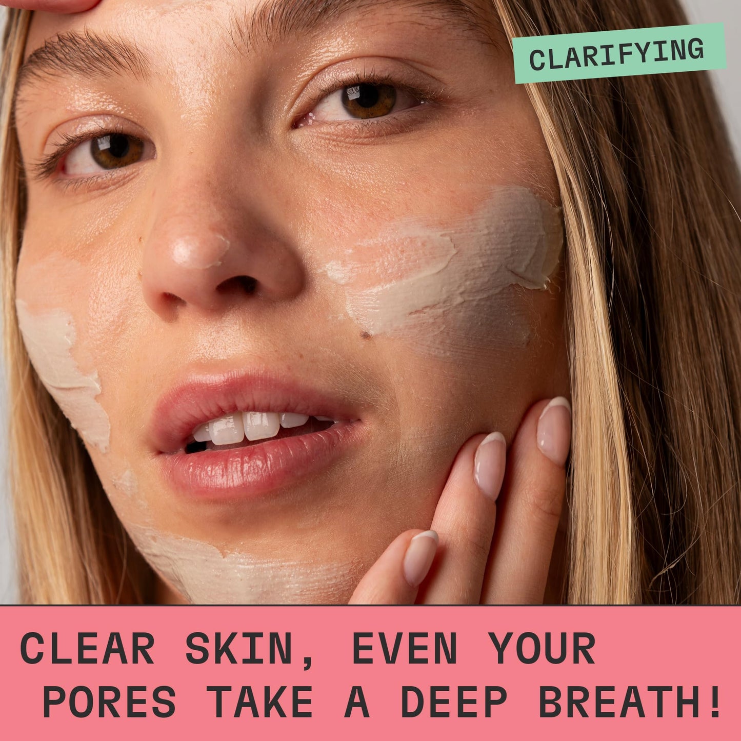 cleanjourney Purifying Clay Mask, Clarifying Face Mask, with Kaolin & Sea Mud, for Oily & Acne-Prone Skin, EWG Verified, Vegan, Detoxifying Pore, Cleanser, 1.7 Fl Oz
